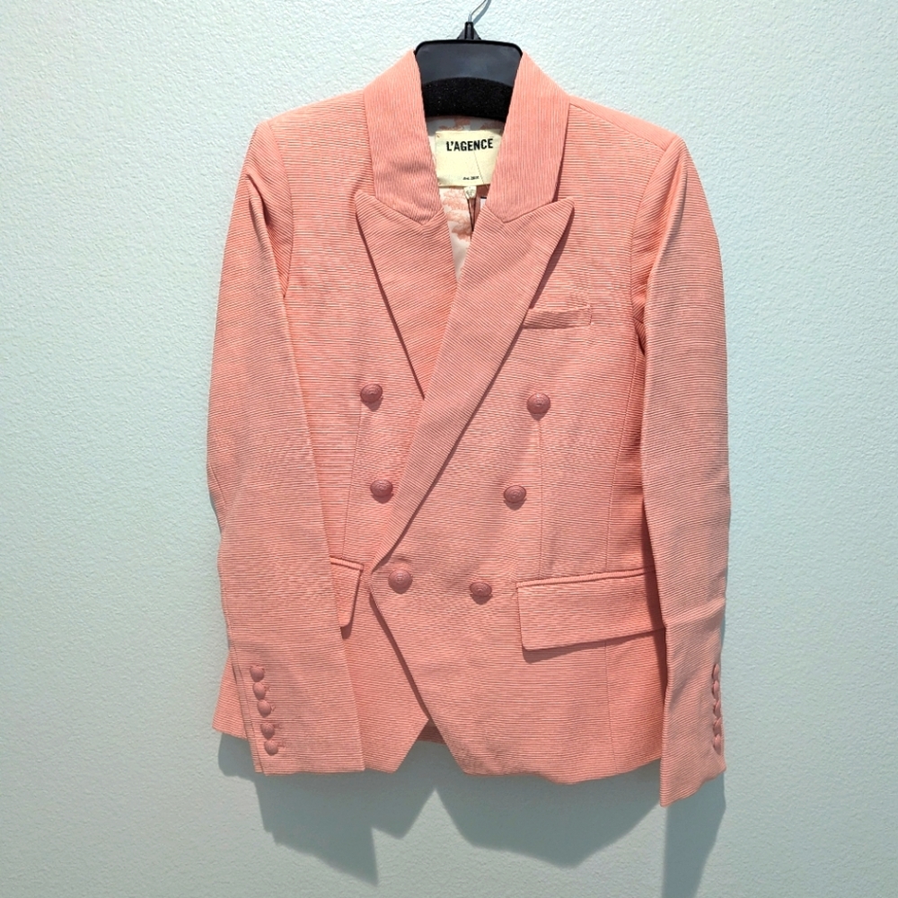 L'Agence Kenzie Cotton-Blend Double-Breasted Blazer